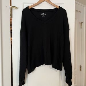 hollister black waffle long sleeve